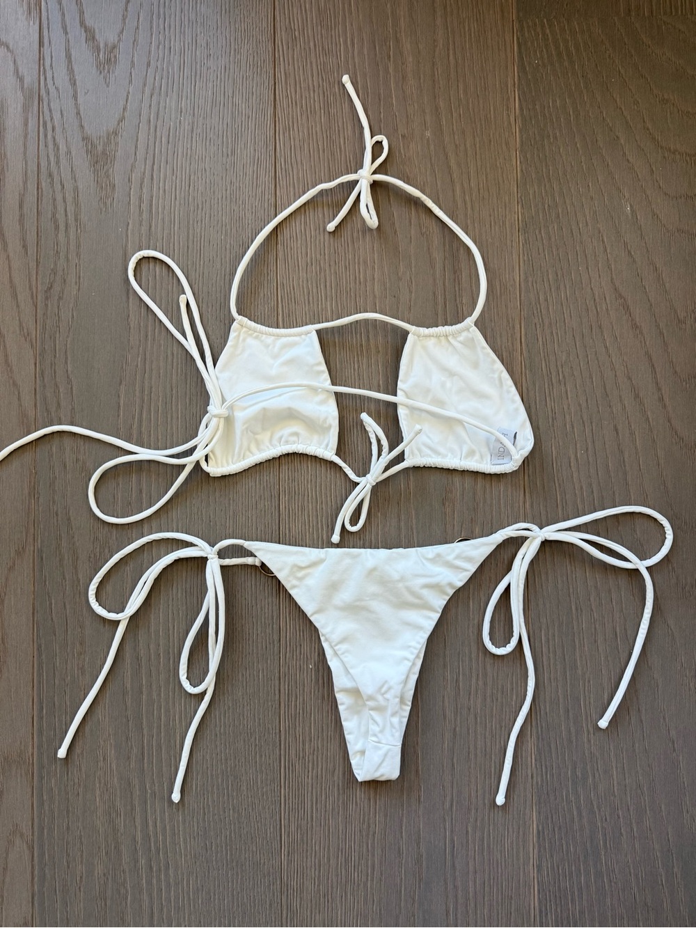 Indah White Triangle String Bikini - Picture 3 of 9